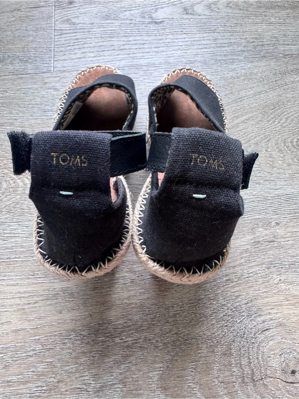 Toms Black Canvas Espadrille Wedge Sandals